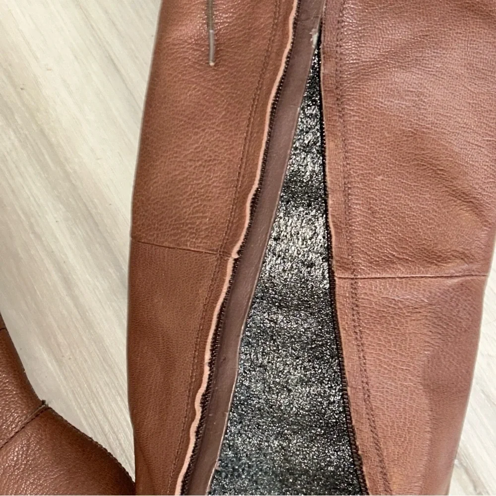 Report y2k Brown leather Over-the-Knee lace up back boots